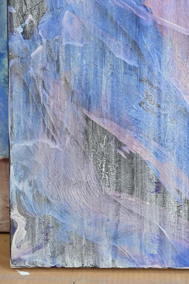 安靜的夜晚｜合成色粉、天然色粉（鐵礦）、壓克力顏料、畫布｜Synthetic Pigments、Natural Pigment (Iron)、 Acrylic on canvas_45x65cm_2024._2